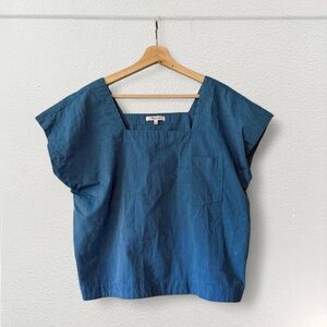 Madewell Blue Striped Square Neck Top